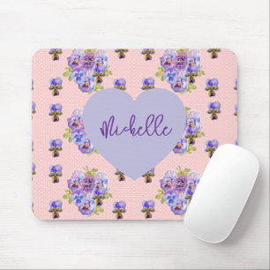 Shabby Chic Pansy Purple floral Mouse Mat Pad