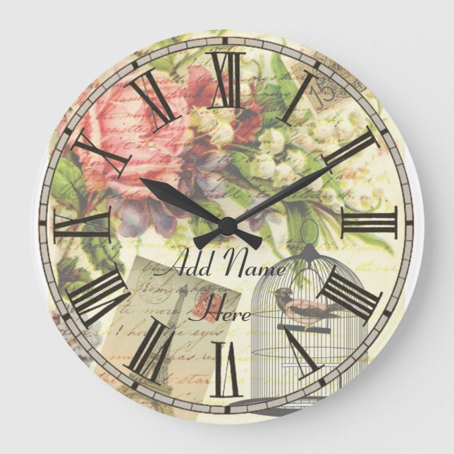 Shabby Chic Paris Kitchen Clock add name customise (Front)