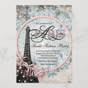 Shabby Chic Paris Sweet 16 Party Invitation