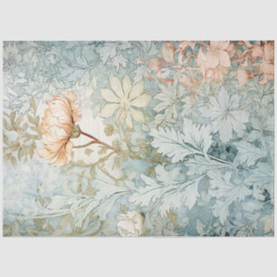 Shabby chic pastel blue and pink flowers tissue paper