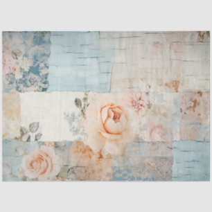 Shabby chic pastel blue and pink flowers tissue paper