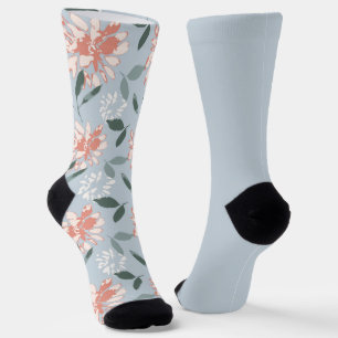 Shabby Chic Pastel Blue Floral Odd Mismatch Socks