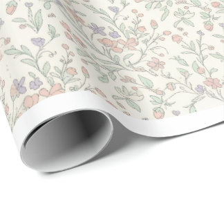 Shabby Chic Pastel Floral Seamless Wrapping Paper