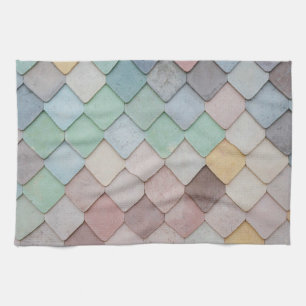 Shabby Chic Pastel Tiles Tea Towel