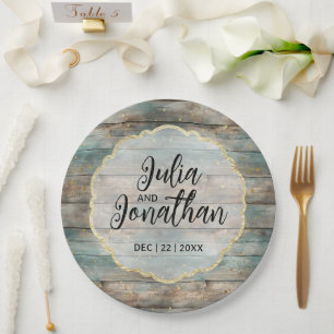 Shabby Chic Pastel Wood Paper Plate