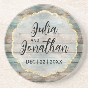 Shabby Chic Pastel Wood Wedding  Coaster