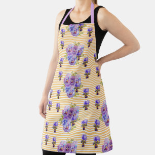 Shabby Chic Pastel Yellow Pansy floral Apron
