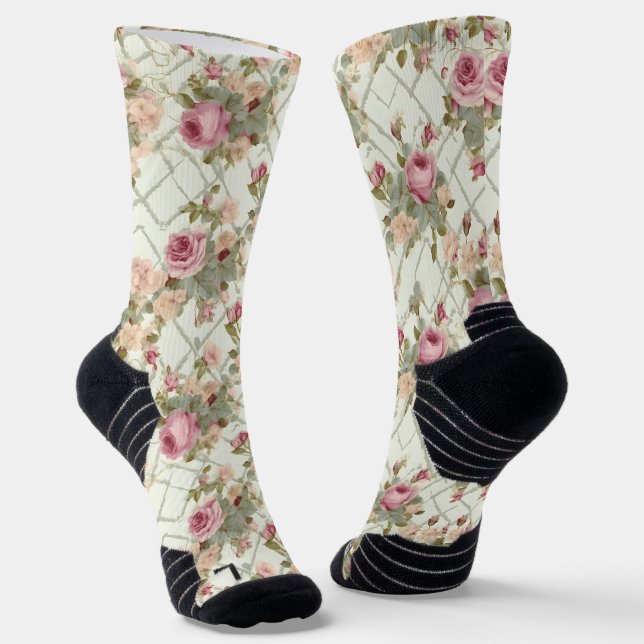Shabby Chic Pattern Vintage Socks (Angled)