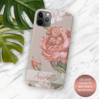 Shabby Chic Peach Blush Pink Roses Floral Pattern