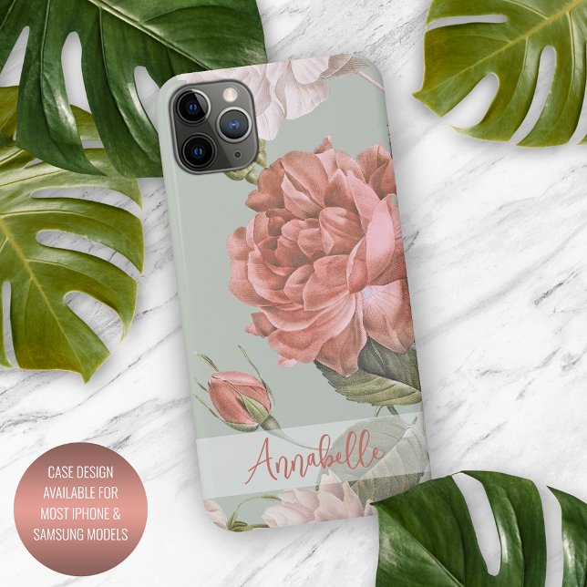 Shabby Chic Peach Blush Pink Roses Floral Pattern iPhone Case (Creator Uploaded)