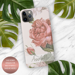 Shabby Chic Peach Blush Pink Roses Floral Pattern iPhone 16 Pro Max Case