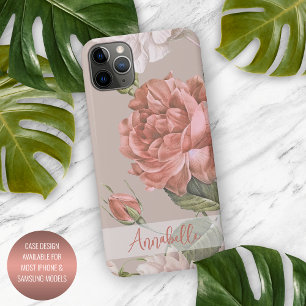 Shabby Chic Peach Blush Pink Roses Floral Pattern iPhone 11Pro Max Case