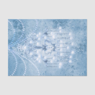 Shabby Chic Pearl Blue White Chandeliers Decoupage Tissue Paper