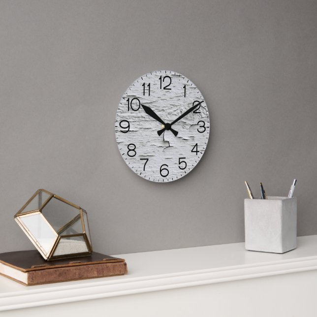 Shabby Chic Peeling Paint On Wood Round Clock (Office)