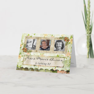 Shabby Chic Photo 80th Birthday Party Invitation