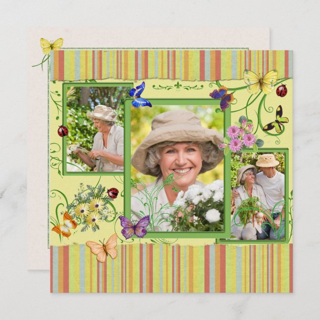 Shabby Chic Photo Birthday Party Invitation (Front/Back)