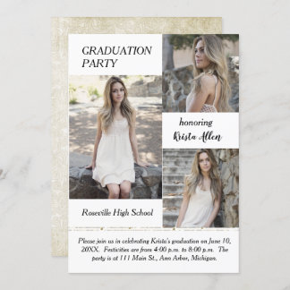 Shabby Chic Photo Graduation Party Invitation