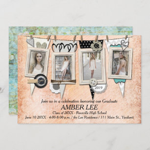 Shabby Chic Photo Graduation Party Invitation