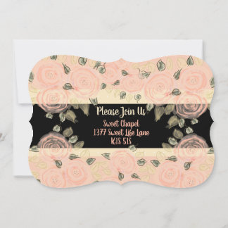 Shabby Chic Pink And Peach Flowered Invitation