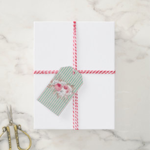 Shabby Chic Pink Bouquet Stripes  Gift Tags