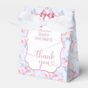 Shabby Chic Pink Bow Baby Shower Thank You Favour Box
