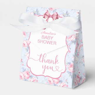 Shabby Chic Pink Bow Baby Shower Thank You Favour Box