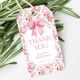Shabby Chic Pink Bow Bridal Shower Gift Tags