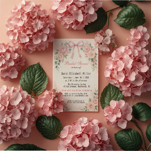 Shabby Chic Pink Bow Bridal Shower Invitation