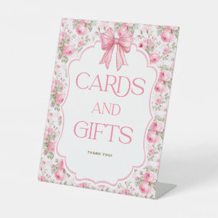 Shabby Chic Pink Bow Cards and Gifts Pedestal Sign