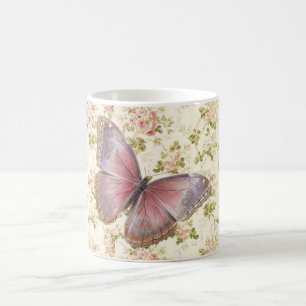 Shabby Chic Pink Butterfly Coffee Mug