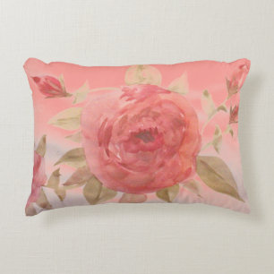 Shabby Chic Pink Coral Watercolour Decorative Cushion