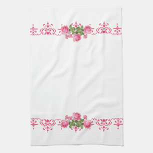 Shabby Chic Pink Floral Kitchen Towel