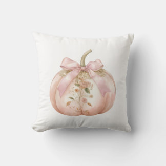 Shabby Chic Pink Floral Pumpkin Coquette Autumn Cushion