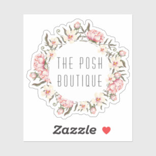 Shabby Chic Pink Floral Roses Wreath Name Logo
