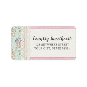 Shabby Chic Pink Floral Vintage Boutique Address Label
