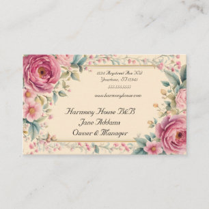 Shabby Chic Pink Flowers Gold Frame B&B Business Card