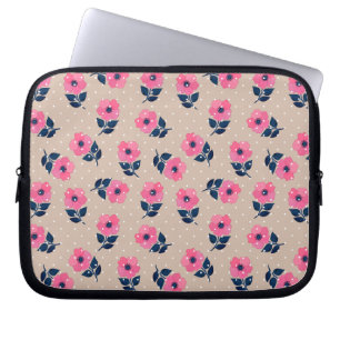 Shabby Chic Pink Flowers Pattern Laptop Sleeve