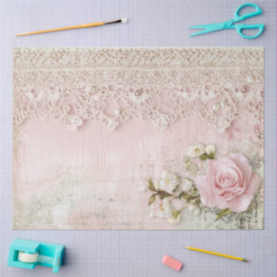 Shabby Chic Pink Lace  Tissue Paper