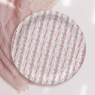 Shabby Chic Pink Love Shack Coquette Garden Paper Plate