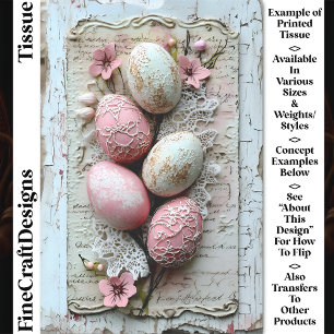 Shabby Chic, Pink & Mint Easter Eggs CL9 Decoupage Tissue Paper
