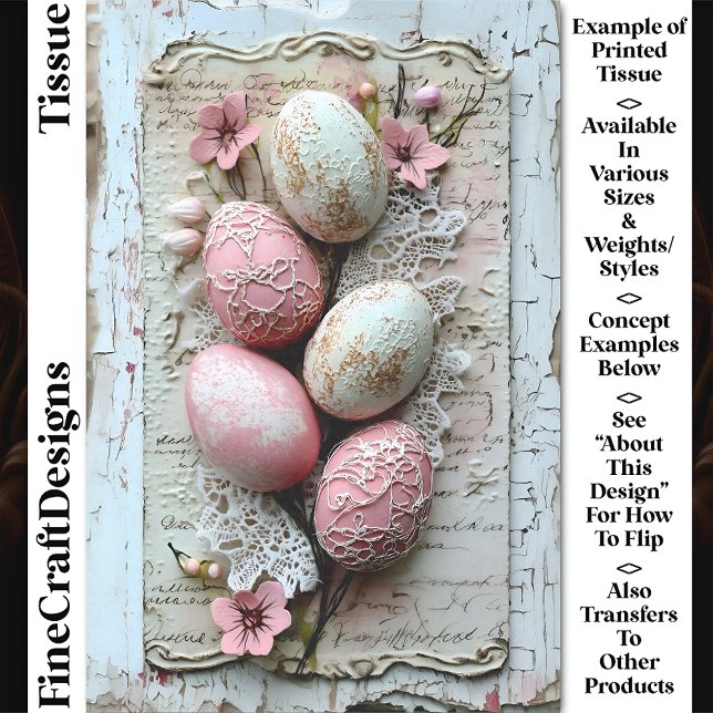 Shabby Chic, Pink & Mint Easter Eggs CL9 Decoupage Tissue Paper (Creator Uploaded)