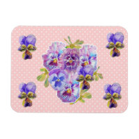 Shabby Chic Pink Pansy Floral Pink Spot Magnet