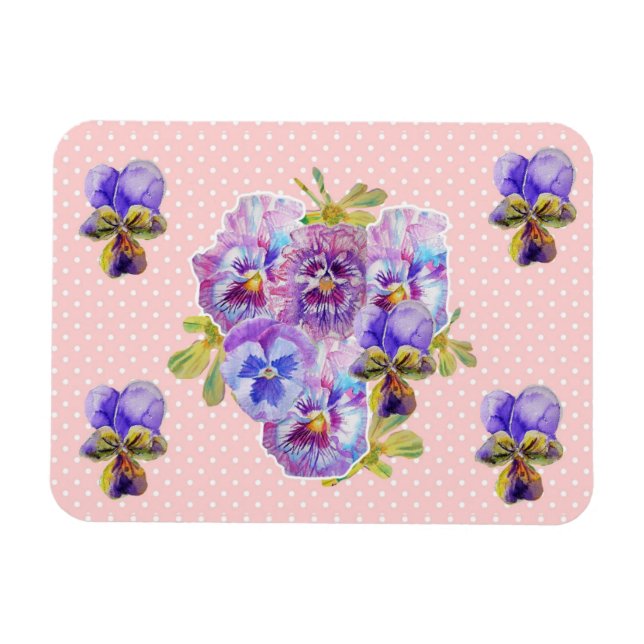 Shabby Chic Pink Pansy Floral Pink Spot Magnet (Horizontal)
