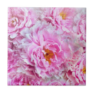Shabby Chic Pink Pastel Pink Peonies Ceramic Tile