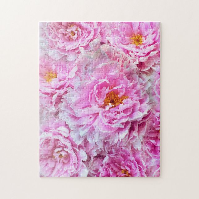 Shabby Chic Pink Pastel Pink Peonies Jigsaw Puzzle (Vertical)