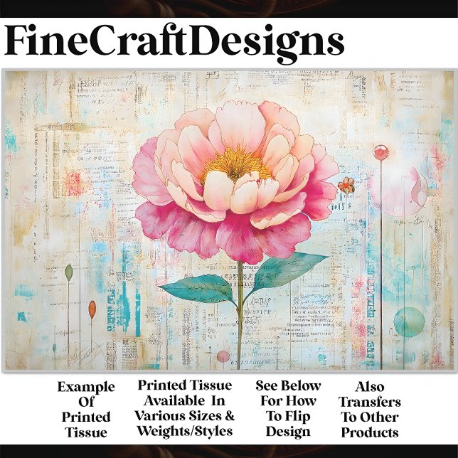 Shabby Chic Pink Peony Watercolor S9 Decoupage Tissue Paper (Creator Uploaded)