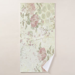 Shabby Chic Pink Rose Floral Bath Towel