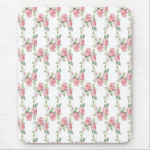 Shabby Chic Pink Rose Floral Mouse Pad