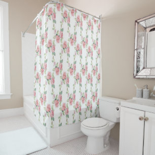 Shabby Chic Pink Rose Floral Shower Curtain