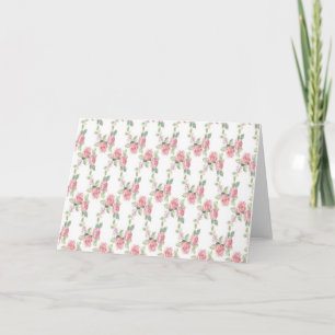 Shabby Chic Pink Rose Floral Thank you Card